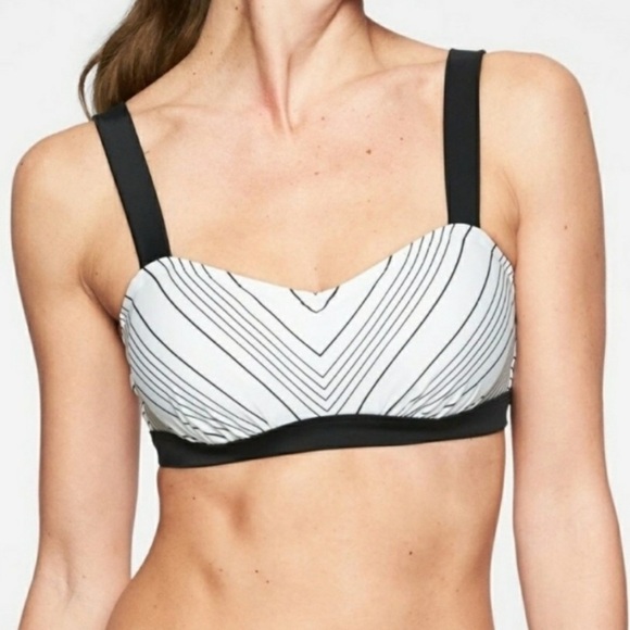Athleta Wide Strap Swim Bikini Top Bra Underwire Striped - Picture 1 of 5